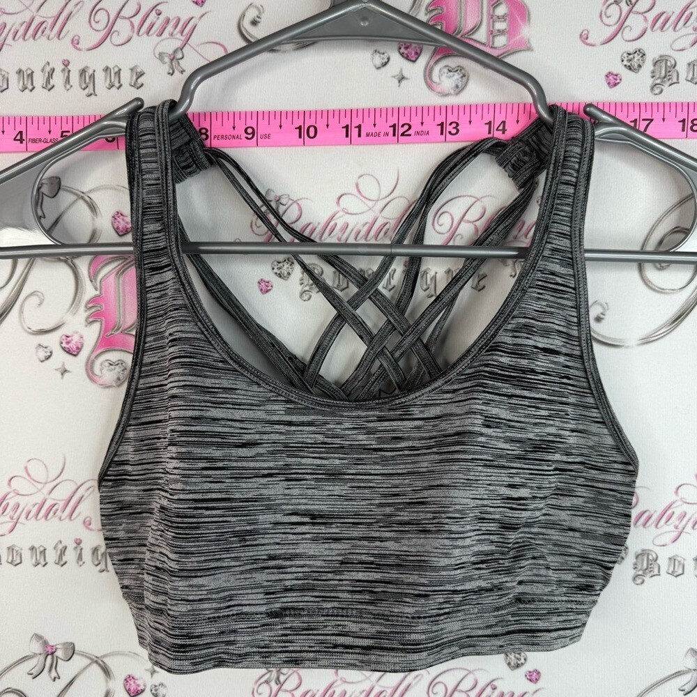 Sports bra strappy criss cross Women’s Gray Space-Dye Strappy Sports Bra